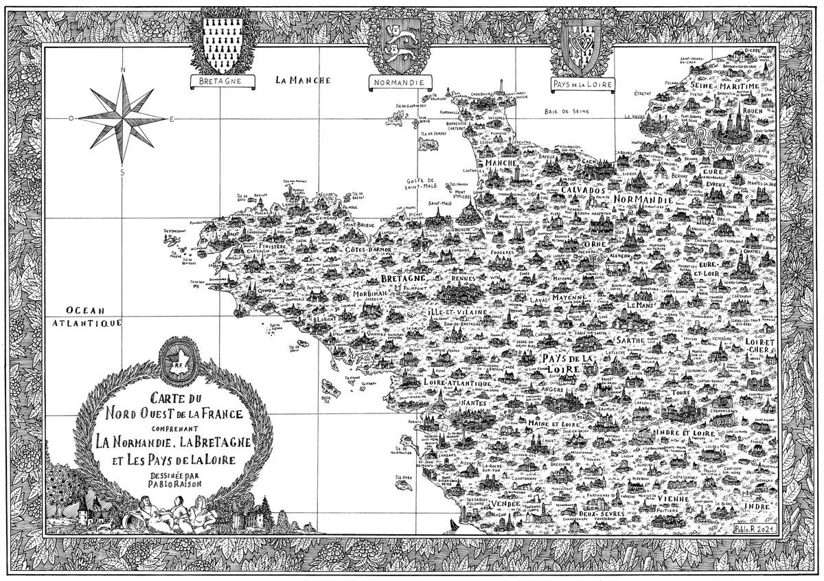 Pablor Ma Derniere Carte Le Nord Ouest De La France Avec Les Regions De Normandie De Bretagne Et Des Pays De La Loire Je Me Suis Beaucoup Amuse A Faire
