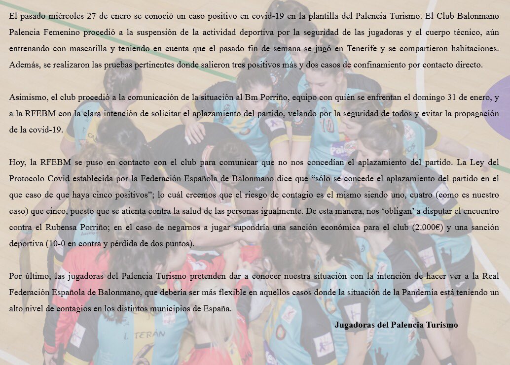 VERGONZOSA GESTION DE  LA <a href="/RFEBalonmano/">RFEBalonmano</a> 
Poniendo en peligro la salud de todas las jugadoras