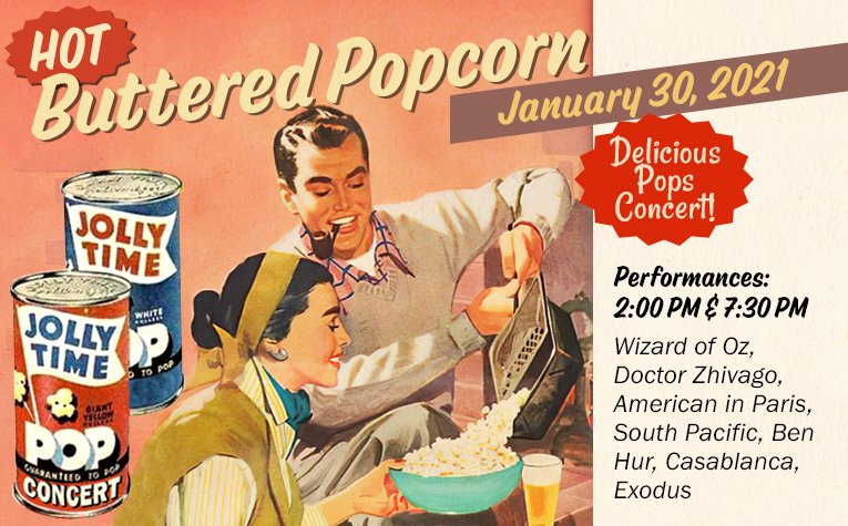 sgfmosymphony's tweet photo. Today is our Hot Buttered Popcorn concerts! Join us for a performance of movie soundtracks from Hollywood classics at 7:30 p.m. via livestream. Get your livestream access now: https://t.co/npDJx6BXT8
#sso #hotbutteredpopcorn #soundtracks #movies #music #orchestra #springfieldmo https://t.co/i7AF9SrPo3