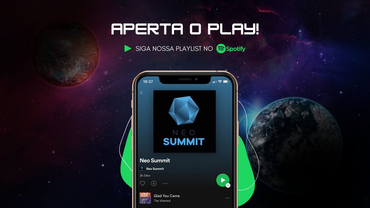 NeoSummit's tweet photo. O Neo Summit só vai rolar em agosto, mas pra você já ir entrando no clima, curte lá a playlist especial que preparamos para você. Aperta o play e aproveite! 😜▶ 

#NeoSummit #BemVindoAoNovo #EventoBSB #Tecnologia #Inovação #Networking #Educação #Spotify #Playlist https://t.co/Ypfbf0pBFP
