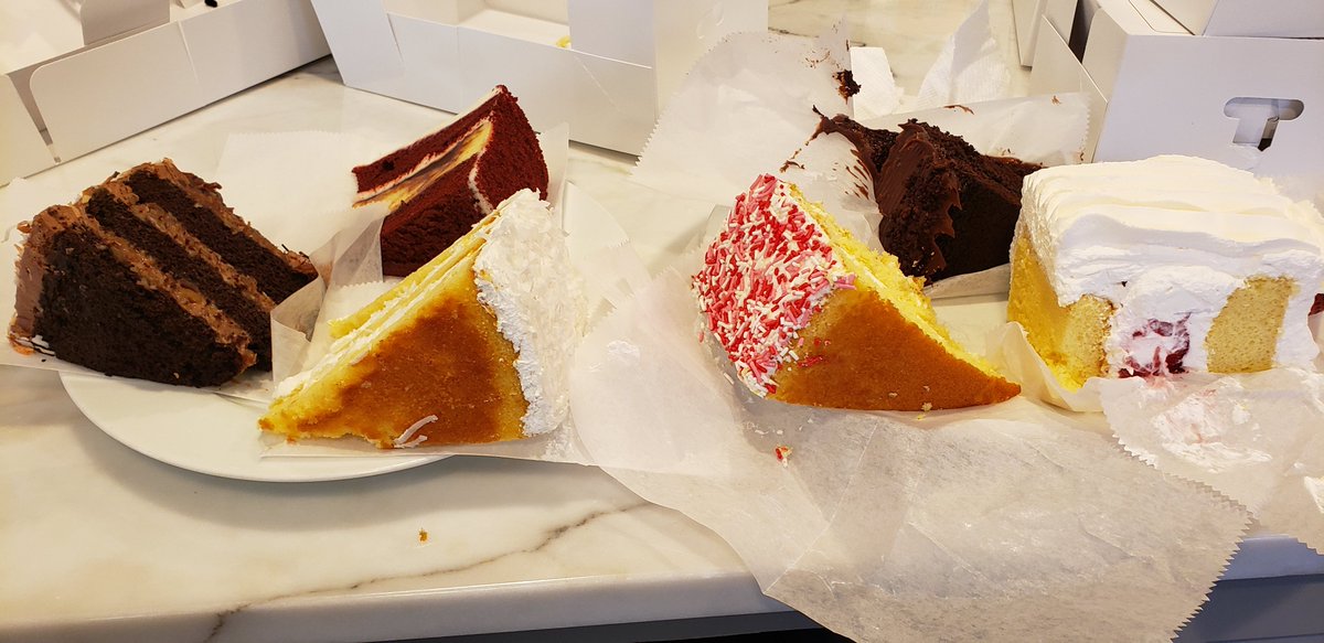 PamJenoff's tweet photo. I have long wanted to try all the cakes at the diner. Takeout, not at the counter as I envisioned, but still delish! #levelachieved #pandemicgoals https://t.co/KdfkW1TvG6