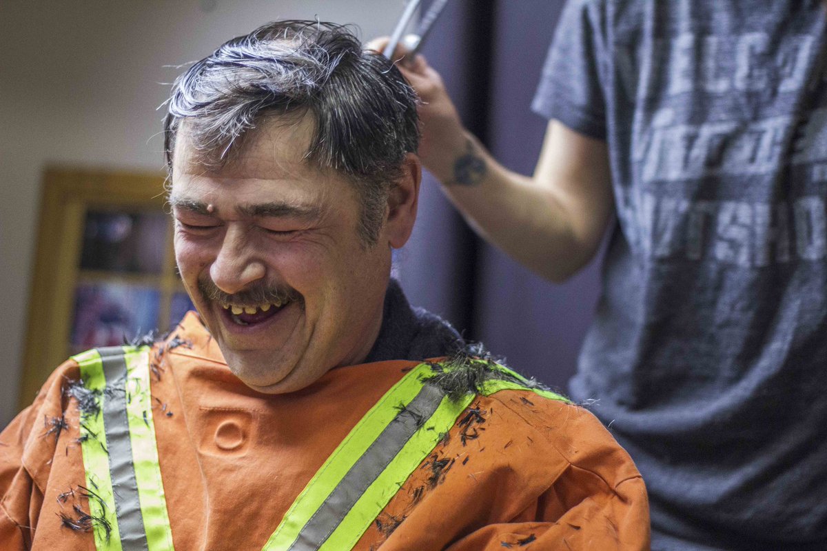 When John started to notice matter of his hair being addressed, the joyous expression and surprised nature was such a pleasure to be a part of and a thrill to capture the memory. 
.
Photos taken pre COVID 19
#2paychequesaway #dtes #yvr #vancouver #bc #charity #giveback