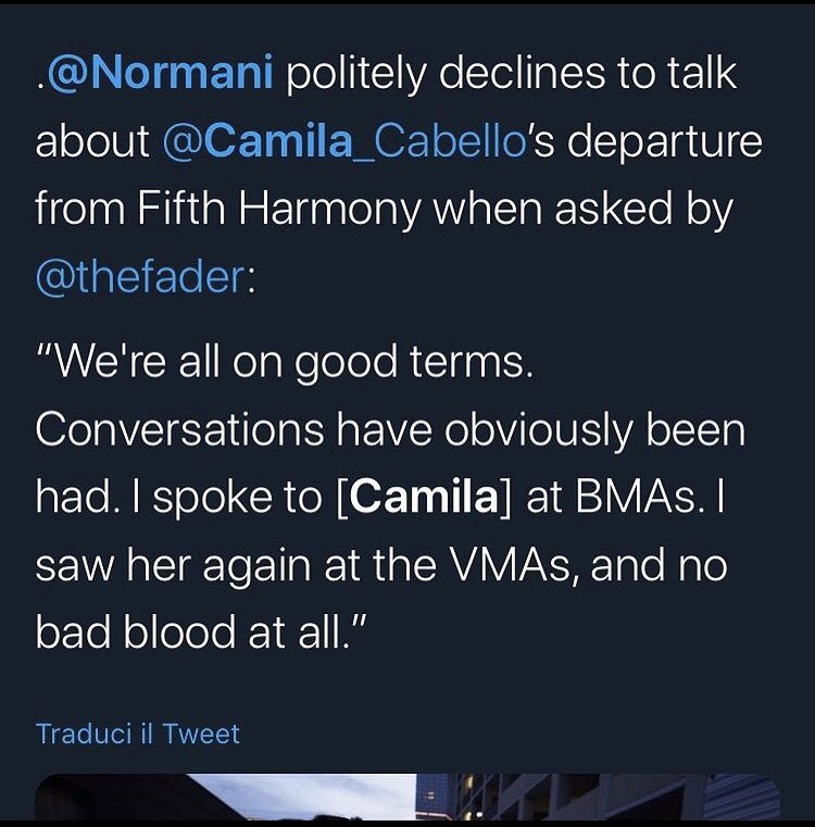 Normani said she spoke to Camila and they are on good terms, no bad blood at all