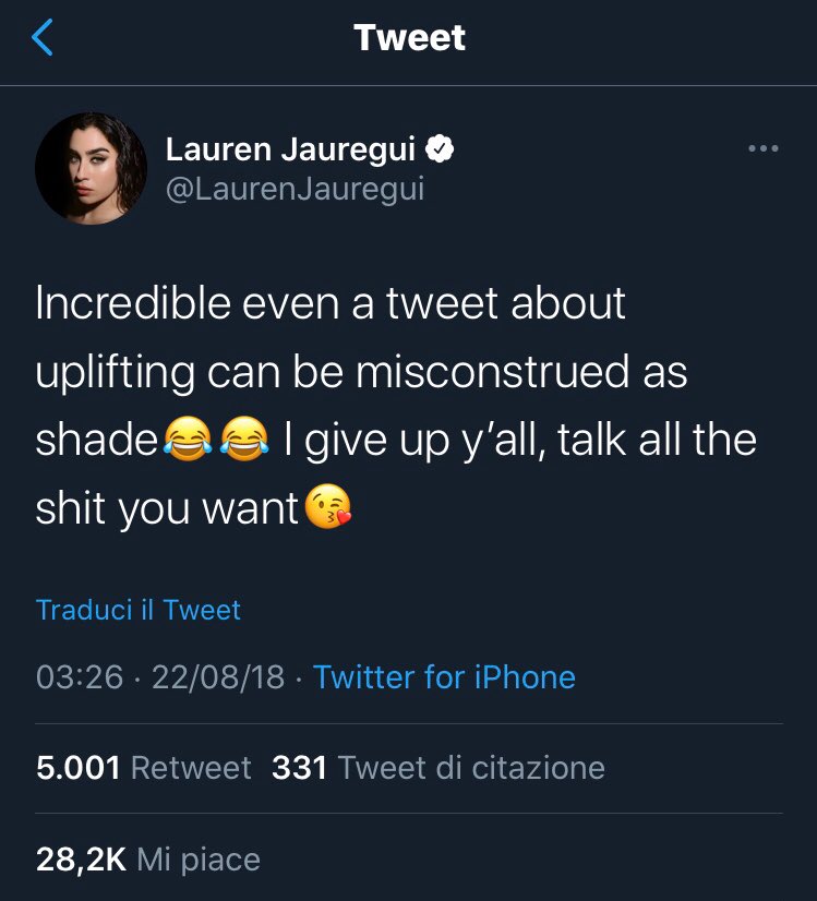 But solo stans are dumb and for some reasons they thought it was shade, Lauren later clarified it wasn’t and she was actually uplifting Camila