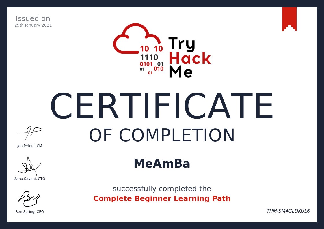 Boom baby! It ain't much but it's a start. @RealTryHackMe #infosec #imstarving