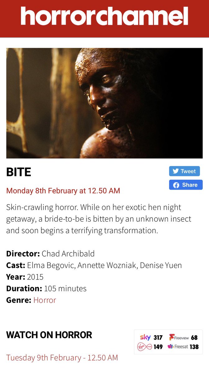 A_Chris_G_Film's tweet photo. Airing this February on @horror_channel #TheHeretics #Bite #LetHerOut #TheDrownsman https://t.co/u9daBJzM5m