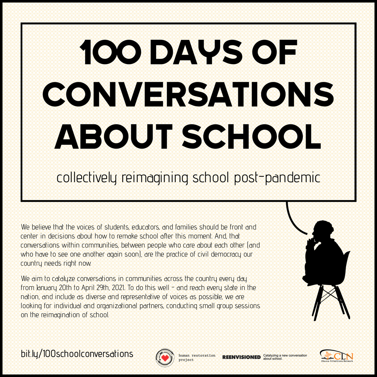 100daysconv's tweet photo. Thank you to our first 150 conversation hosts!!
Have you signed up to have meaningful conversations with young people in your life yet?
https://t.co/VPwA5pNCsV
#100daysconv #restorehumanity #reenvisioned https://t.co/qaMOdnWxzp