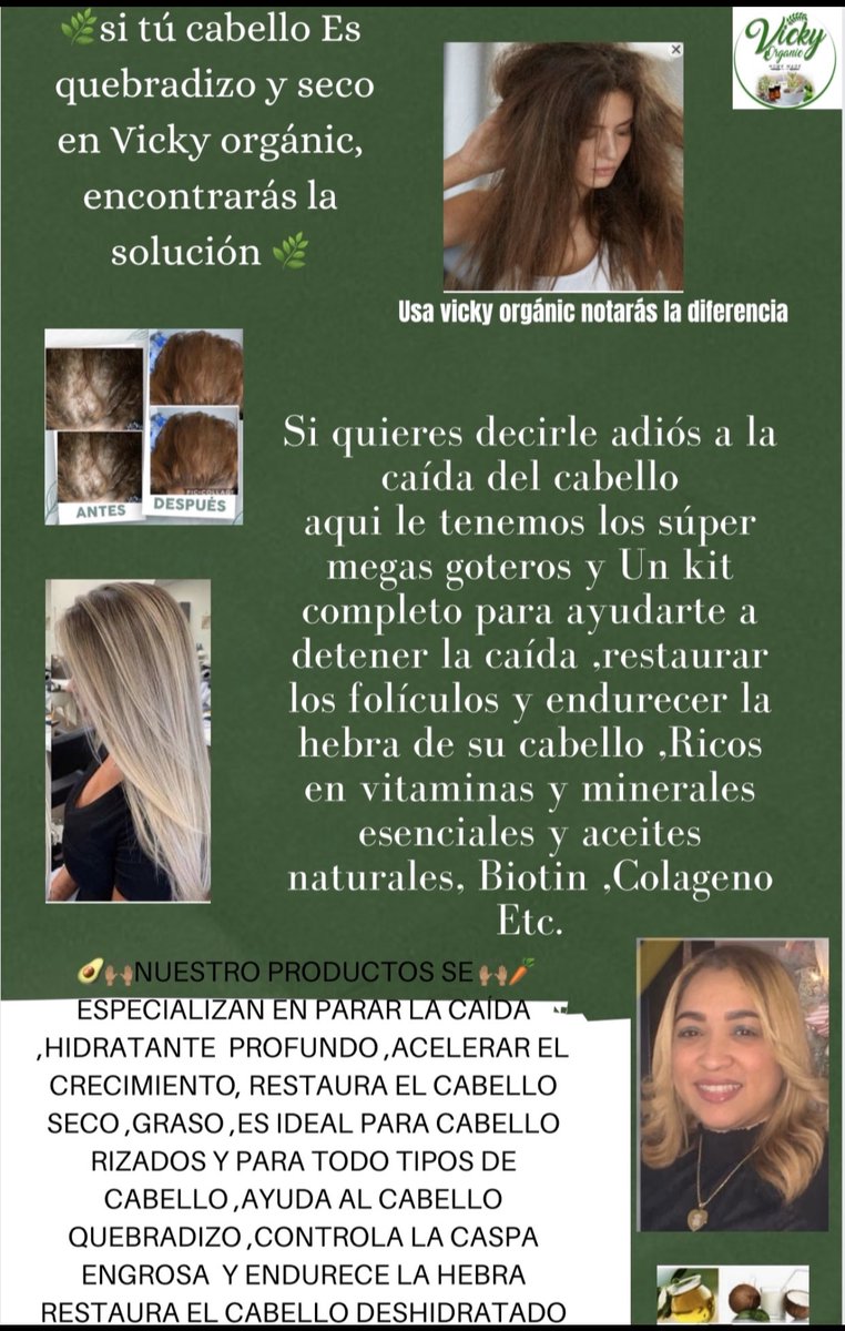 VickyOrganic's tweet photo. Buenas tardes,
Si Quieres detener la caída de tu cabello en @VickyOrganic te tenemos la solución ,libres de sal ,sulfato y Parabeno 
Ricos en 
Vitaminas
Proteínas 
Aceites Natural 

Parte de los ingredientes 
Canela 
Coco
Romero 
Menta
Sabila
Zanahoria
Melaza 
Miel
Avena
Jengibre https://t.co/5R83mzaNIi