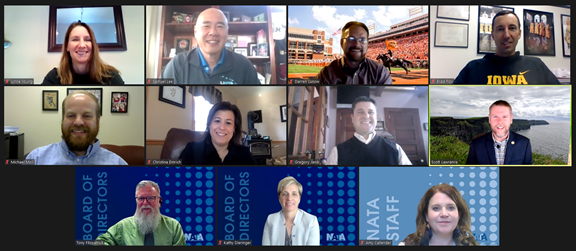 #JCM2021 SAAC meeting and working through a lot of different issues.  Thank you to <a href="/NATA1950/">NATA</a> President-Elect <a href="/KathyIDieringer/">Kathy Dieringer</a> for coming by and spending some time with us.