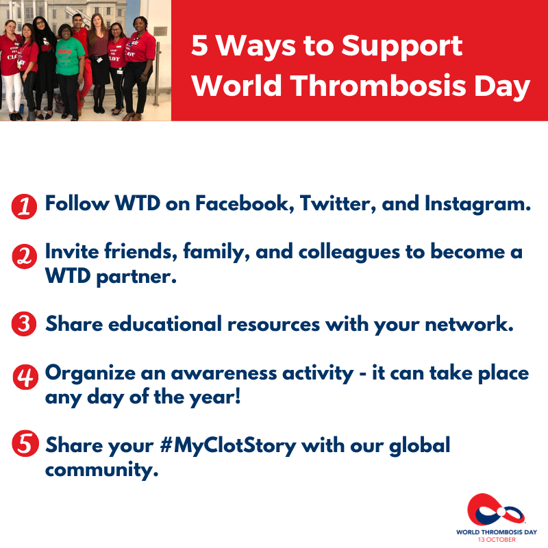 You can support #WorldThrombosisDay any day of the year, not just on 13 October. Take a look at the simple and fun ways to get involved and raise awareness about blood clots. 👇 #WTDay21 #EyesOpenToThrombosis
