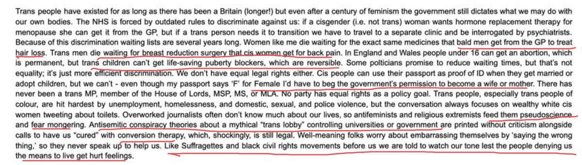 Abigail said “life saving” is that how we are describing sterilisation in 2021? We were giving  #PubertyBlockers to kids as young as 10 prior to the  #KeiraBell judgement. Breast reduction surgery is terribly difficult to get on the NHS. As is sterilisation for adult women FYI