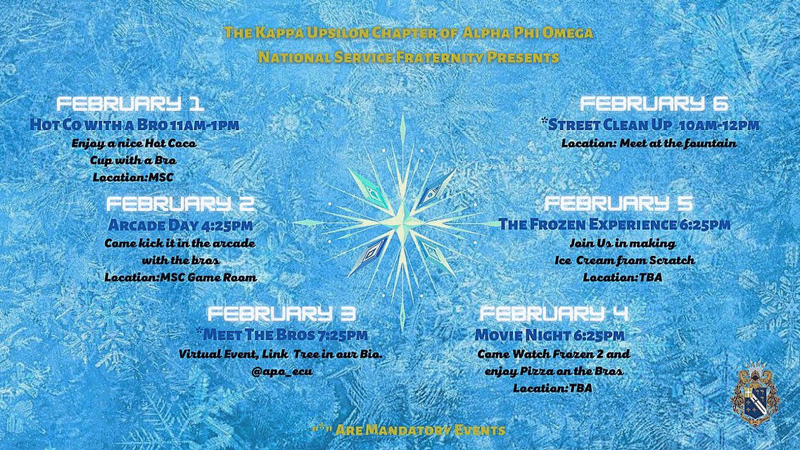 Interested in becoming a member of Alpha Phi Omega? Do you love doing service? Wanna learn more information? Join us for our Rush Week starting this Monday! If you have any questions or concerns, make sure to DM us or email us at kyapo@gmail.com. Hope to see you there!💙☃️