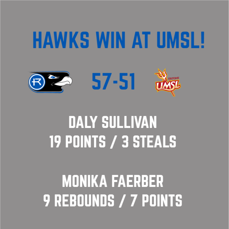 RUhawks's tweet photo. The Rockhurst women's basketball team defeated Missouri-St. Louis, 57-51, Saturday on the UMSL campus. https://t.co/vBmEKjOBeo