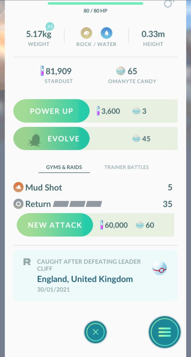 miketendo64's tweet photo. #WhosThatPokemon? It's #Omanyte!
Catch Date: January 30, 2021
#PokemonGO #Shiny: 19
How to make victory taste even sweater after a successful battle against a #TeamGORocketLeader? Being presented with a Shiny Surprise! https://t.co/3Eix8Ucxzp