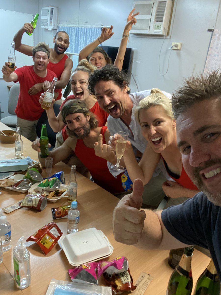 14 seconds after leaving the #ImACelebrityAU jungle we plied these Magnificent 7 celebs with chips and booze. Tonight one of them will be crowned King or Queen. Finale Day. 7:30pm on Channel 10.