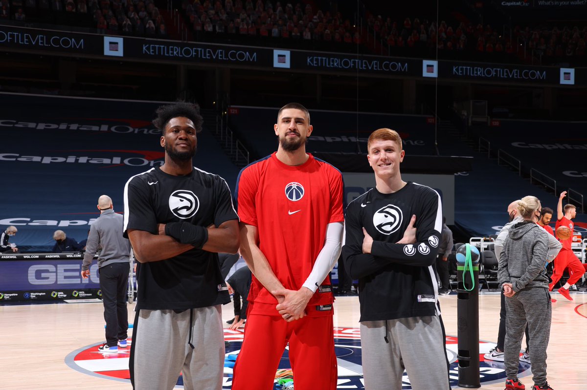 TerpsinDC's tweet photo. Sadly we could not be there live for @WashWizards vs @ATLHawks and our annual #MarylandNight at the Wizards, but it’s always a thrill to see these three Terp greats share the court together! #TerpFamily #DCTerps https://t.co/X4w2kYilm5