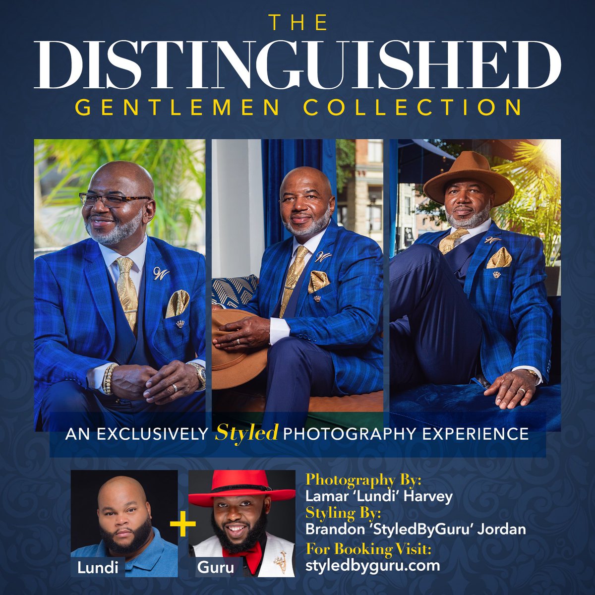 “The Distinguished Gentleman Collection” is an exclusively Styled Photography Experience with photography by Lundi &amp; wardrobe styling by Styled by Guru.

Please click the links below for bookings:

For one look:
styledbyguru.com/bookings-check…

For two looks:
styledbyguru.com/bookings-check…