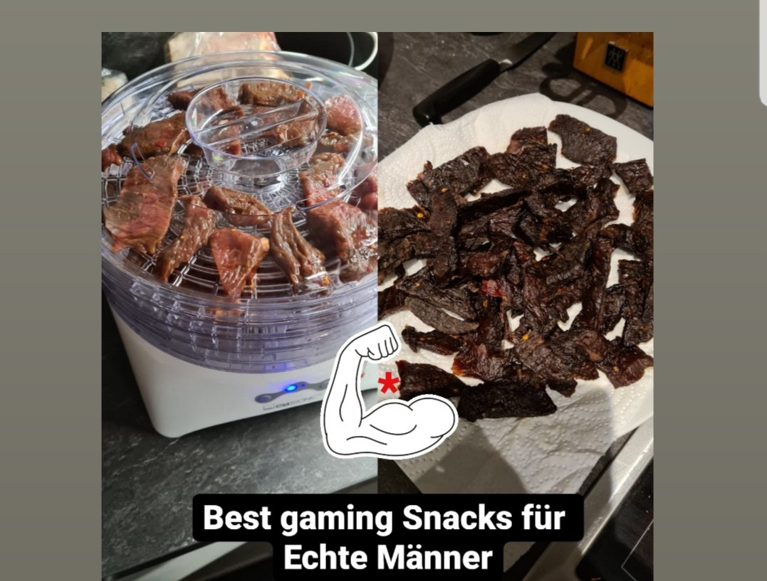 Selfmade Beef Jerky ❤
Bester Snack beim gaming.
#twitch #sgt_waschbaer #beefjerky #gaming #snacks #beefjerkytime #beefjerkysnacks