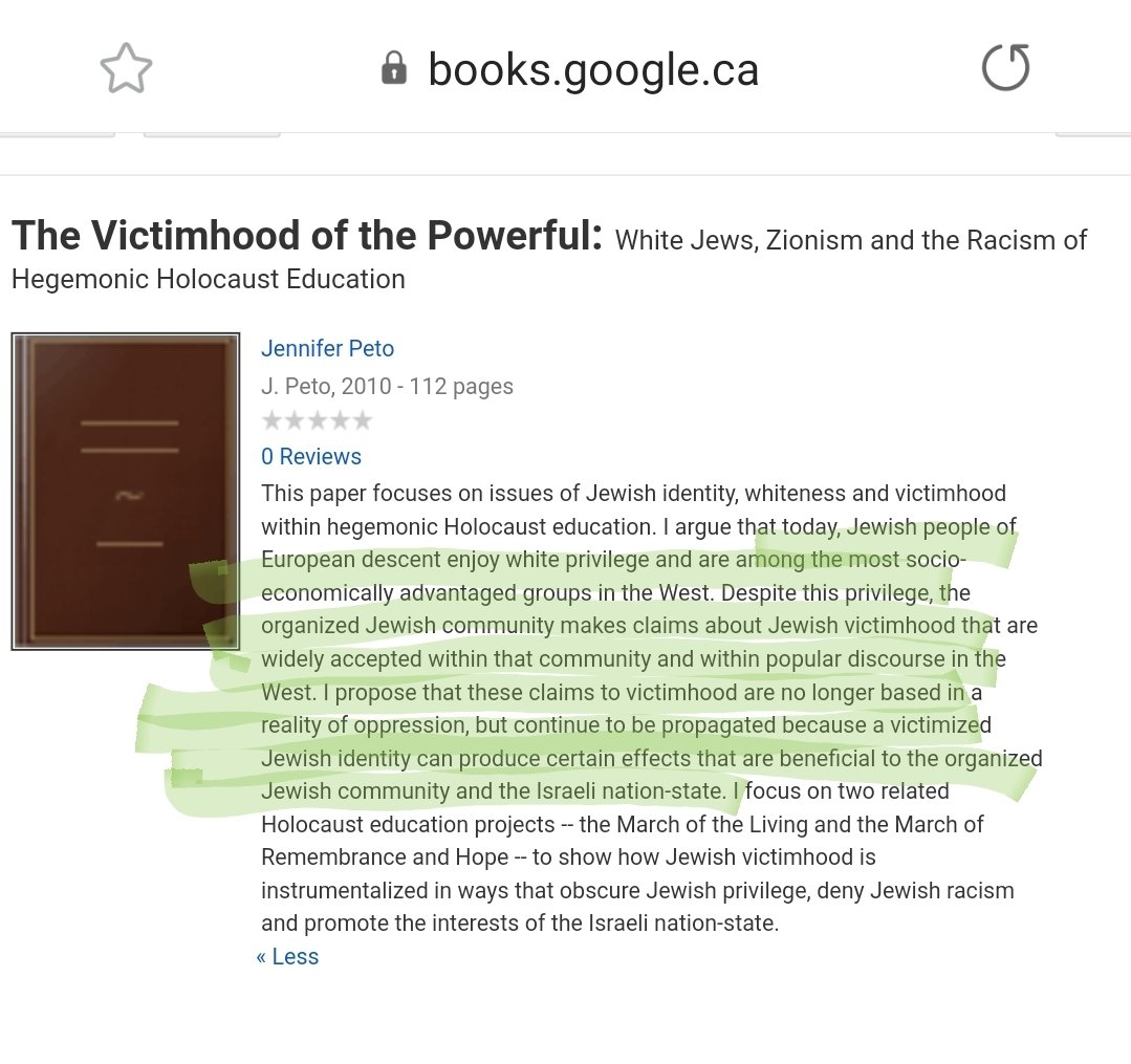 1/For those attacking  @ConceptualJames, here's what he's talking about:Jenny Peto, who is Jewish, wrote a thesis "Victimhood of the Powerful" arguing white Jews have privilege but fake victimhood to get sympathy for themselves and empower Israel. The KKK could have written it: