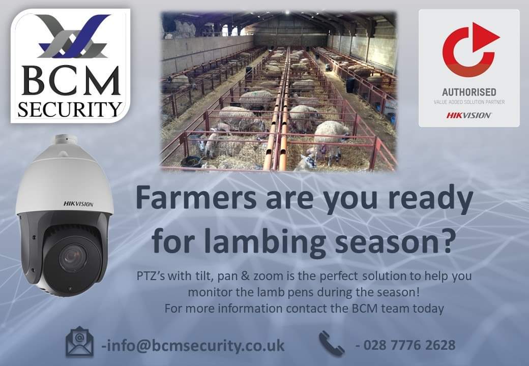 Tilt, Pan &amp; Zoom cameras are perfect for lambing season and with the increase in cattle theft this past year, now is the perfect time to invest in some protection for the farm

Contact us today for your free survey 

#Protection #farming #livestock #teambcm #protection #Hikvision