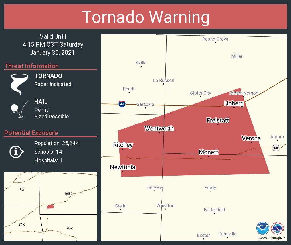 NWStornado's tweet photo. Tornado Warning including Monett MO, Pierce City MO, Verona MO until 4:15 PM CST https://t.co/kMM0aFBn5m
