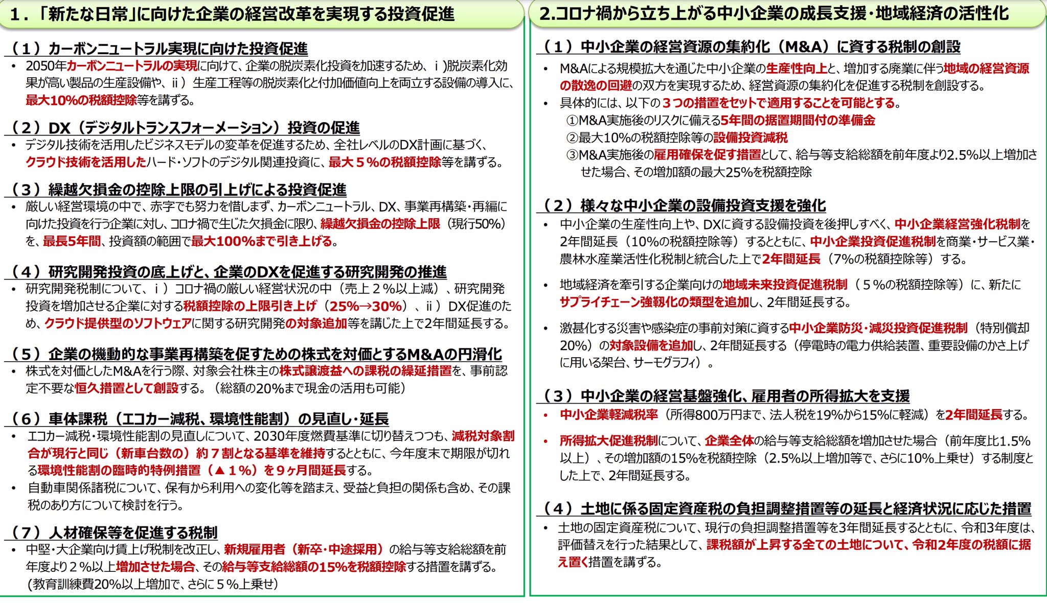 O Xrhsths たけぞう Sto Twitter 令和3年度 経済産業関連 税制改正のポイント カーボンニュートラル Dx 株式を対価とするm A エコカー減税 など