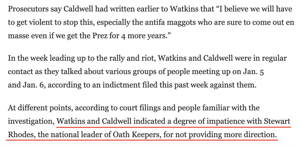 Important point here, watch this space - two very motivated insurrectionists from Ohio (already charged, the people who talked about gassing Congressional reps in tunnels) are frustrated they're not getting *direction* from leadership.That may be feature, not bug.