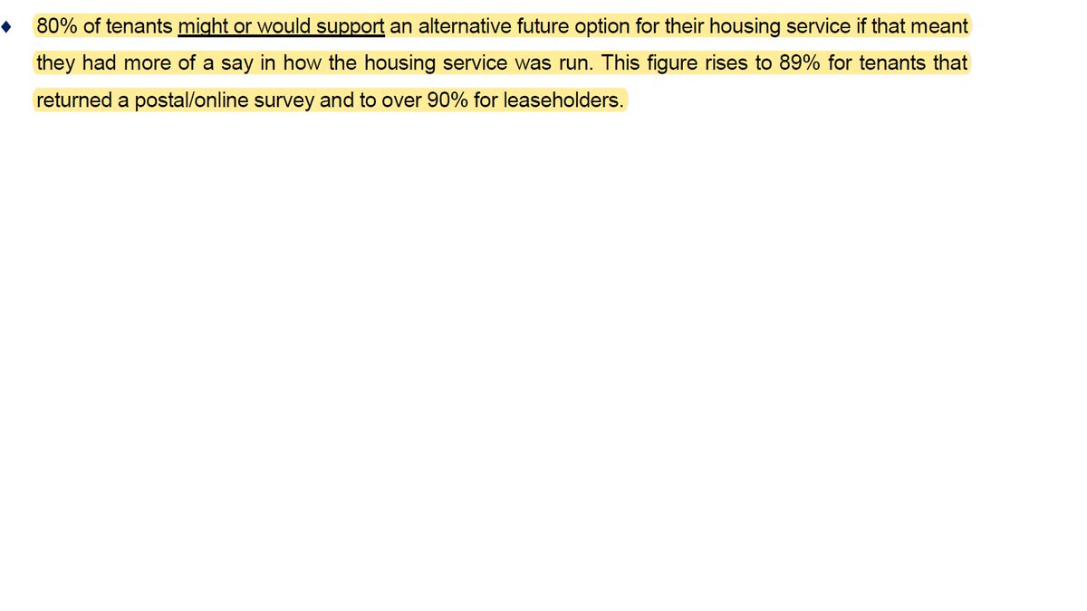 And lest anybody doubt that having a say matters to both tenants and leaseholders look at these startlingly clear results from the test of tenant and leaseholder opinion in 2015 that led to HfH getting another ten years..