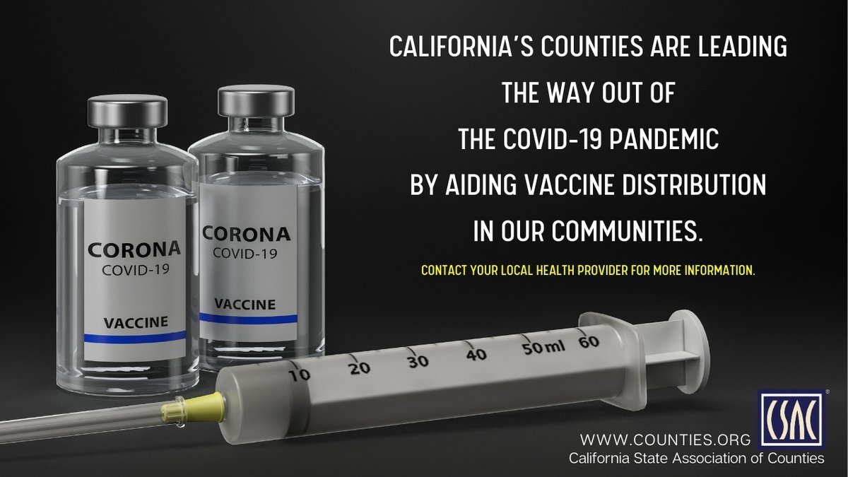 Did you know that California Counties are just *one* of many entities #vaccinating in communities? 

#CACounties will continue to assist the #vaccination and fight for #PublicHealth on the #COVID19 frontlines.

#California #Coronavirus #COVID19Vaccine #CoronavirusVaccine #CSAC
