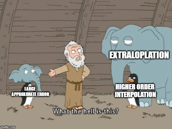 numericalguy's tweet image. A meme about extrapolation by one of my students. #NumericalMethods #Extrapolation