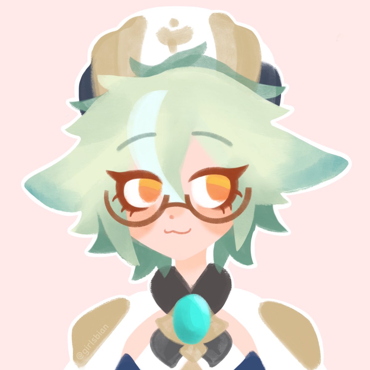 centaurware's tweet image. lil sucrose icon to try out lineless style! 💚🧪 #GenshinImpact #原神  スクロース 💕