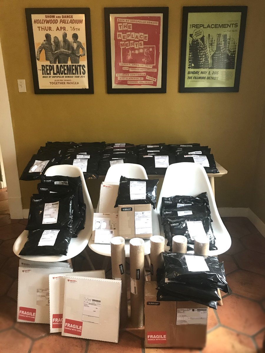 tommy_stinson's tweet photo. Shipping orders today! Big thanks to everyone who ordered from the web stores. 📦📦📦📦
https://t.co/kRLExPDTTg
https://t.co/Usqwe4v1Yc
Sign up for the latest news, merch, etc: https://t.co/rwTAowjHKw
#vinylonline #cooltshirts #screenprintedposters #thereplacements #tommystinson https://t.co/xMuSvGMAmr