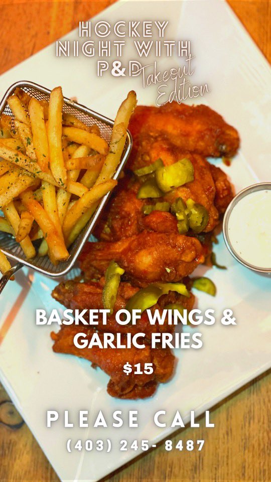 DanMcleod130's tweet photo. Basket Of #yycβs Best Wings Paired w/ Garlic Fries Is On Feature Tonight @PigandDuke 12th Ave #TakeOutEdition For $15 #yyc #HockeyNightInCanada @NHL #yycpubs #yycfood #yyceats π·πππ·πππ· https://t.co/IxFV6IGOfo