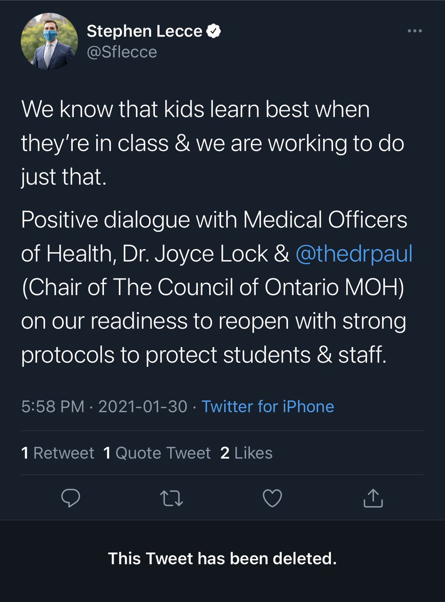 A rare, accidental admission from Lecce, that in class learning is best. The tweet has since been deleted. The Minister of Education retracted his statement about the benefits of being in class. The Minister of EDUCATION.