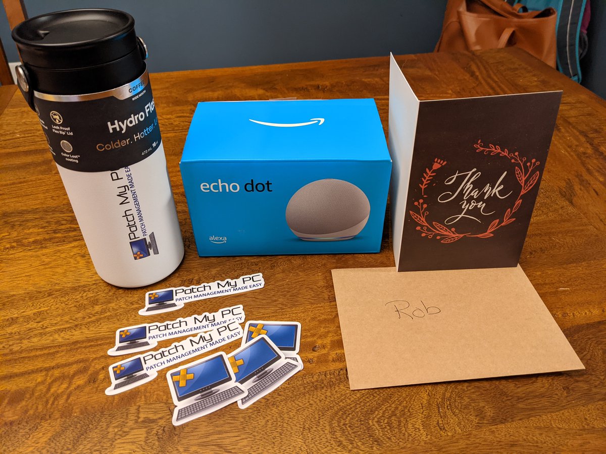 RobSheppard's tweet image. Thanks for the swag @PatchMyPC! Been a happy customer for 2+ years and it&apos;s been one of our most successful purchases. A must-have for #ConfigMgr #MECM. Not to mention @SetupConfigMgr&apos;s community contributions. His ConfigMgr backup/restore was an great resource when we needed it.