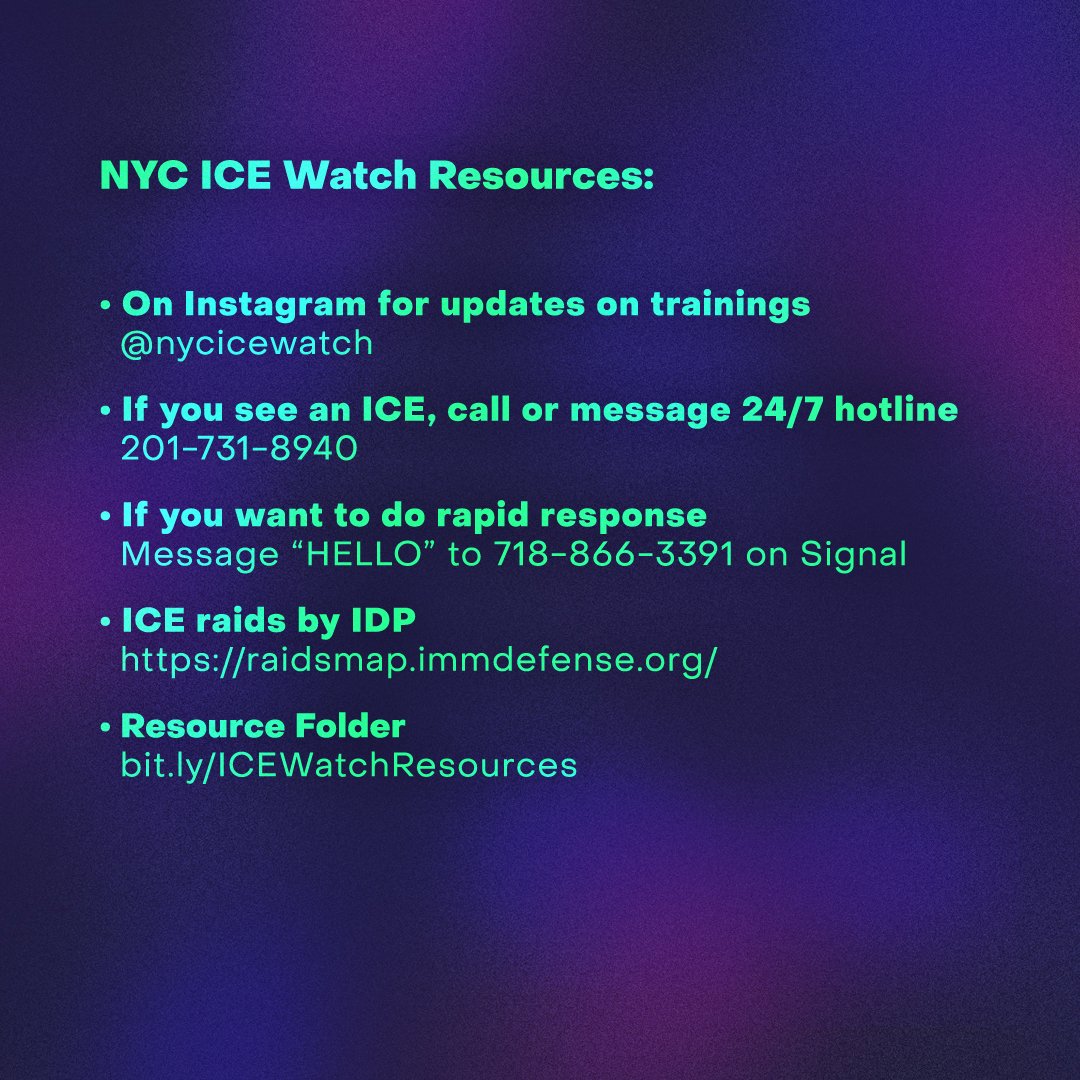 Special thanks to  @CosechaNYC for their assistance. Sign up for ICE Watch training and join a neighborhood pod at  http://bit.ly/ICEWATCHTRAINING