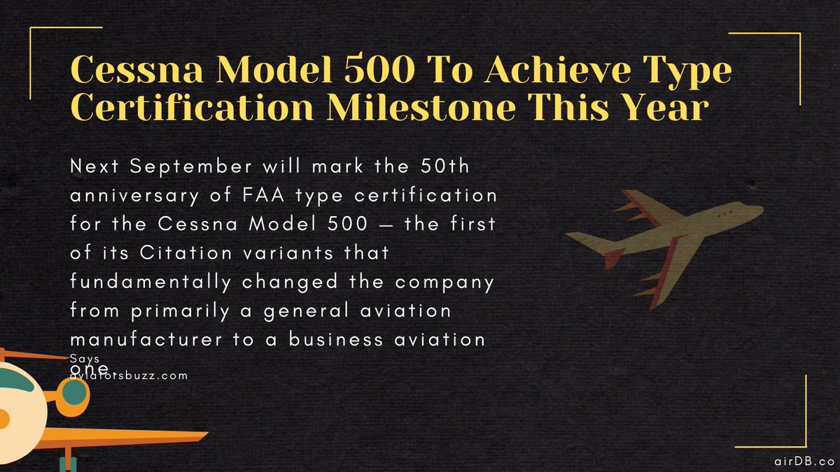airdbco's tweet photo. "What’s not clear at this point is whether another Cessna airplane under development, the Denali, will see its first flight in 2021 because company officials declined to put a timeline on the turboprop single’s milestones.", says the Aviation Buzz.

#avgeek #aviationgeek https://t.co/2EsRec0w83