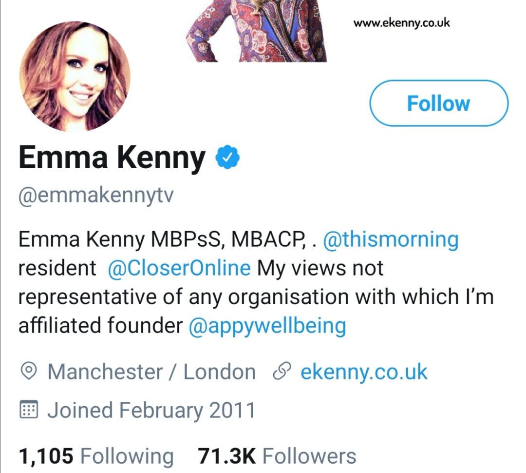 Looking at her twitter profile, she follows her name with MBPsS, and MBACP and  @thismorning resident  @closeronlineBut what do these mean?