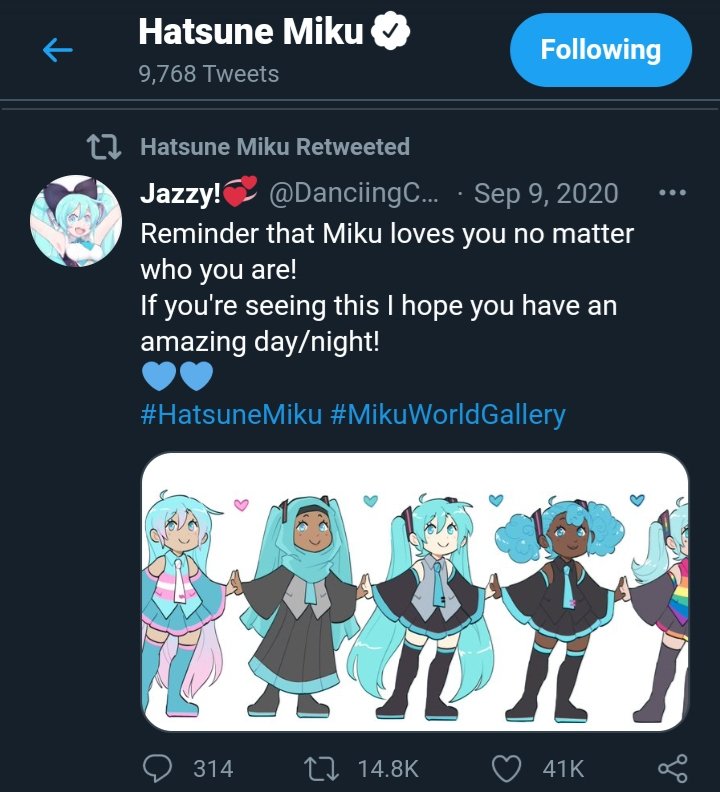 SucculentBud's tweet photo. bigots: hatsune miku CANT be ________!!!!

the official fucking hatsune miku account: https://t.co/tbIJpsju2G