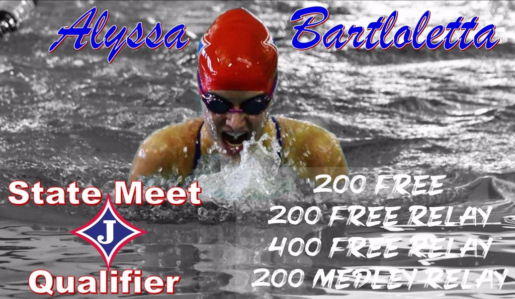 Congrats to Alyssa Bartoletta on #Qualifying for the State Swim &amp; Dive Meet in Atlanta!!   

Alyssa will compete in the 200 Free, 200 Free Relay, 400 Free Relay and the 200 Medley Relay!!  

(Photo Credit to Rachel Dunagan)