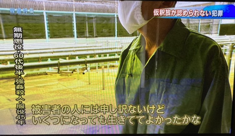 Twinsママはぁこ On Twitter 報道特集 緑の服の方は 女性2人を拉致し 生き身のまま焼き シたそうです 仮釈放が決まり 生きる意欲が湧いた と 金平氏は 無期懲役の方へ いつ出られるか分からない悲劇的な思いも感じる と同情的でした 賛否両論