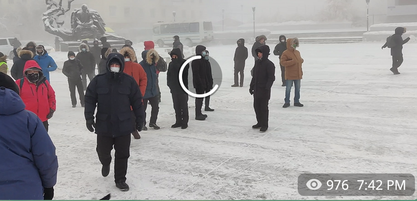 In Yakutsk, -45F again, people are gathering.