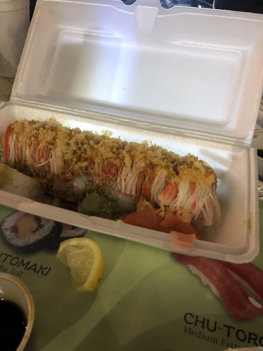 agkrmh's tweet photo. When you’re dating your spouse and run into a friend doing the same adventurous thing you’re doing, you take a pic!!! Tried sushi for the 1st time! We’ve talked about it for 15+ yrs. Tonight, we did it!!! #4dates4weeks On to the North Forest Lights! https://t.co/qdyUjpK346