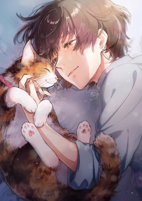 #今月描いた絵を晒そう
猫ちゃんとタベガール 