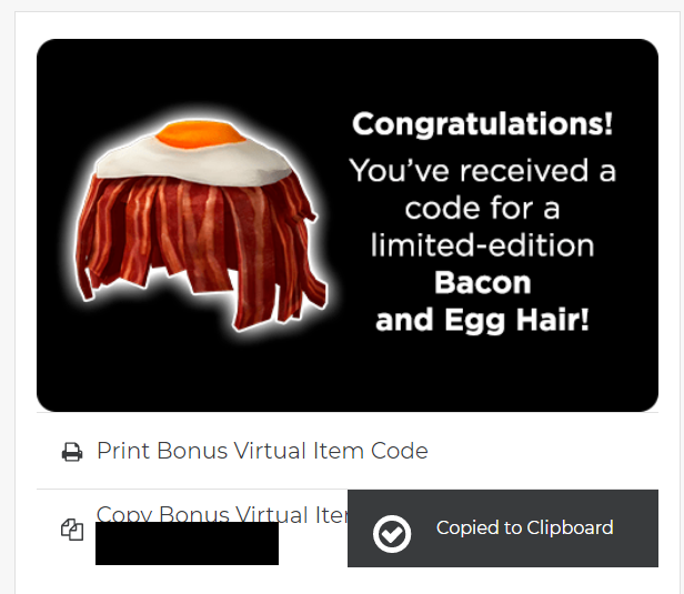 Bacon and Egg Hair Roblox Promo Code