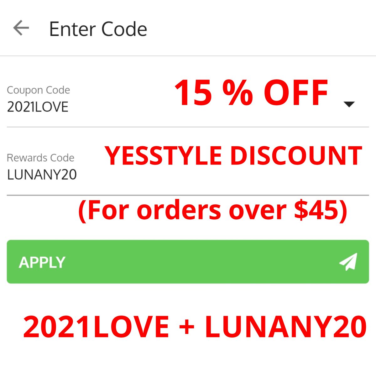 Yesstyle Coupon 2021 (CouponYess2021) Twitter