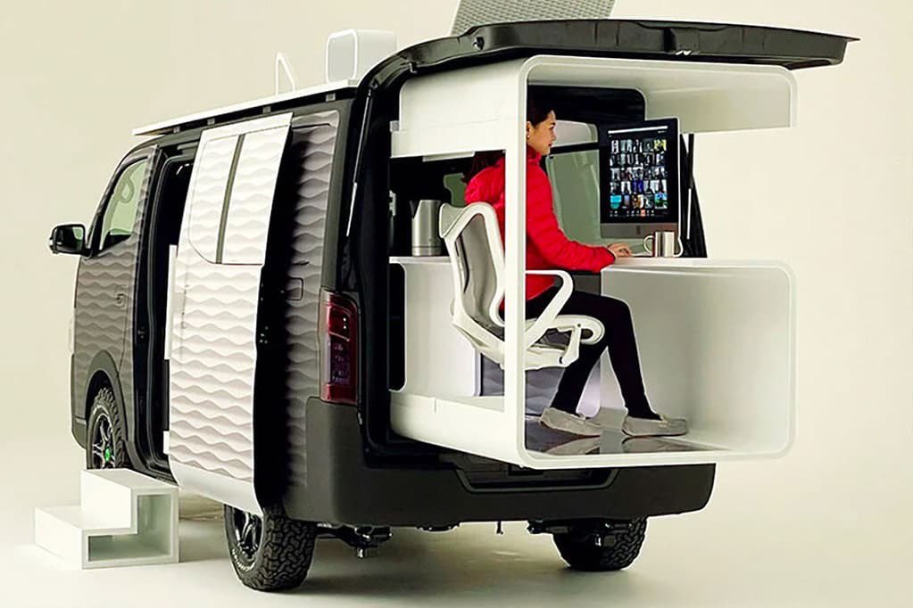 360_Magazines's tweet photo. In a left-field response to the working-from-home and remote-working themes of 2020, Nissan has come up with a 'working-from-anywhere' concept van that features an 'office pod' that slides out from the rear for office workers on the run.
Meet the Caravan NV350 Office Pod concept. https://t.co/vqaPkSNFMv