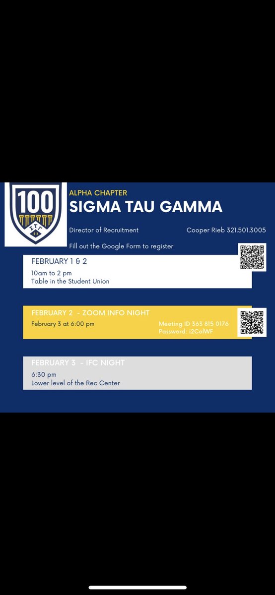 Spring rush schedule. Hope to see you all there!