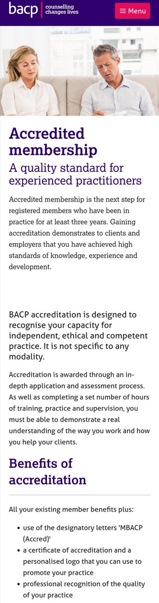 So the BACP have different classes of membershipRegistered membership. Emma Kenny is a registered memberAccredited membershipSenior Accredited membership