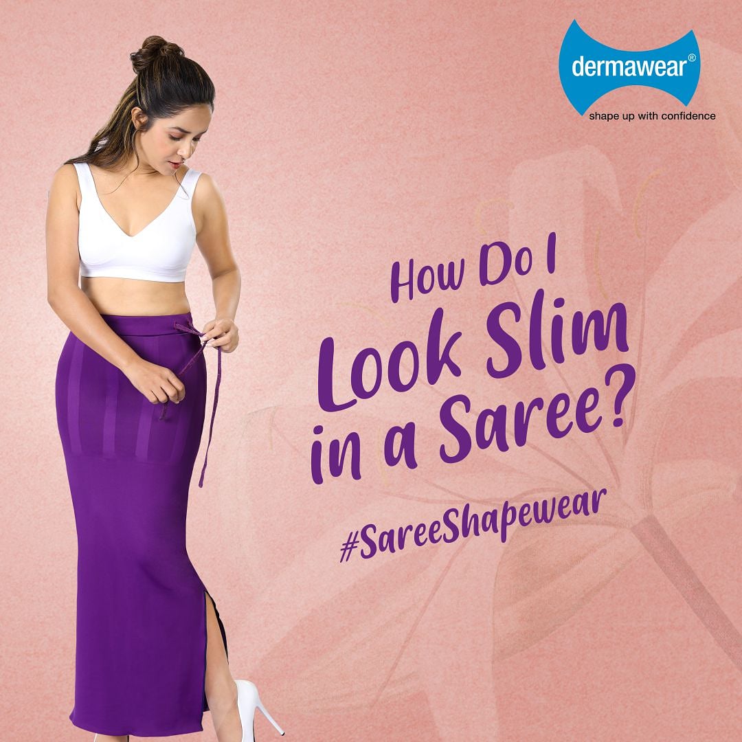 Dermawear Shapewear on X: Traditional petticoats are puffy, thus making  you look larger in a saree. On the other hand, saree shapewear is designed  to fit you perfectly and contour your sides